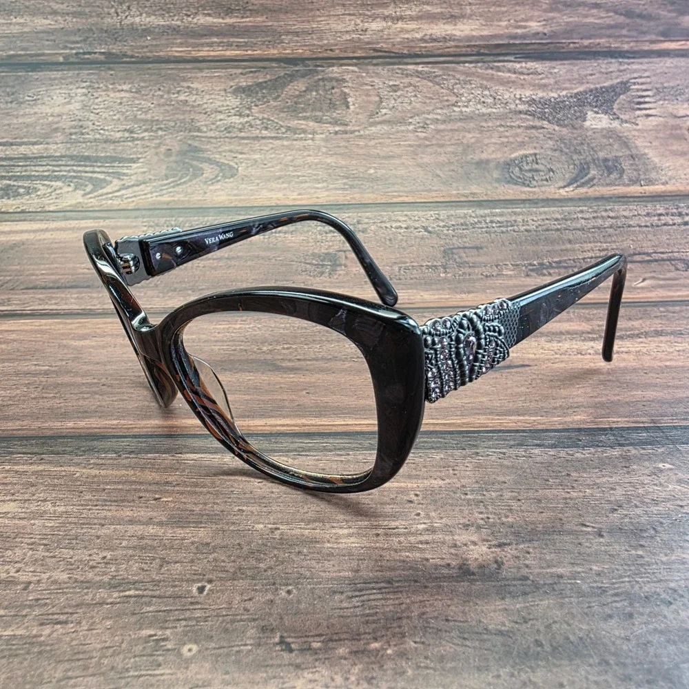 Vera Wang Hera PL Cat Eye Eyeglasses Dark Tortoise Rhinestone Embellished Frames